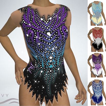 Competition Acrobatic Gymnastics Leotards in Purple and Black Custom Made